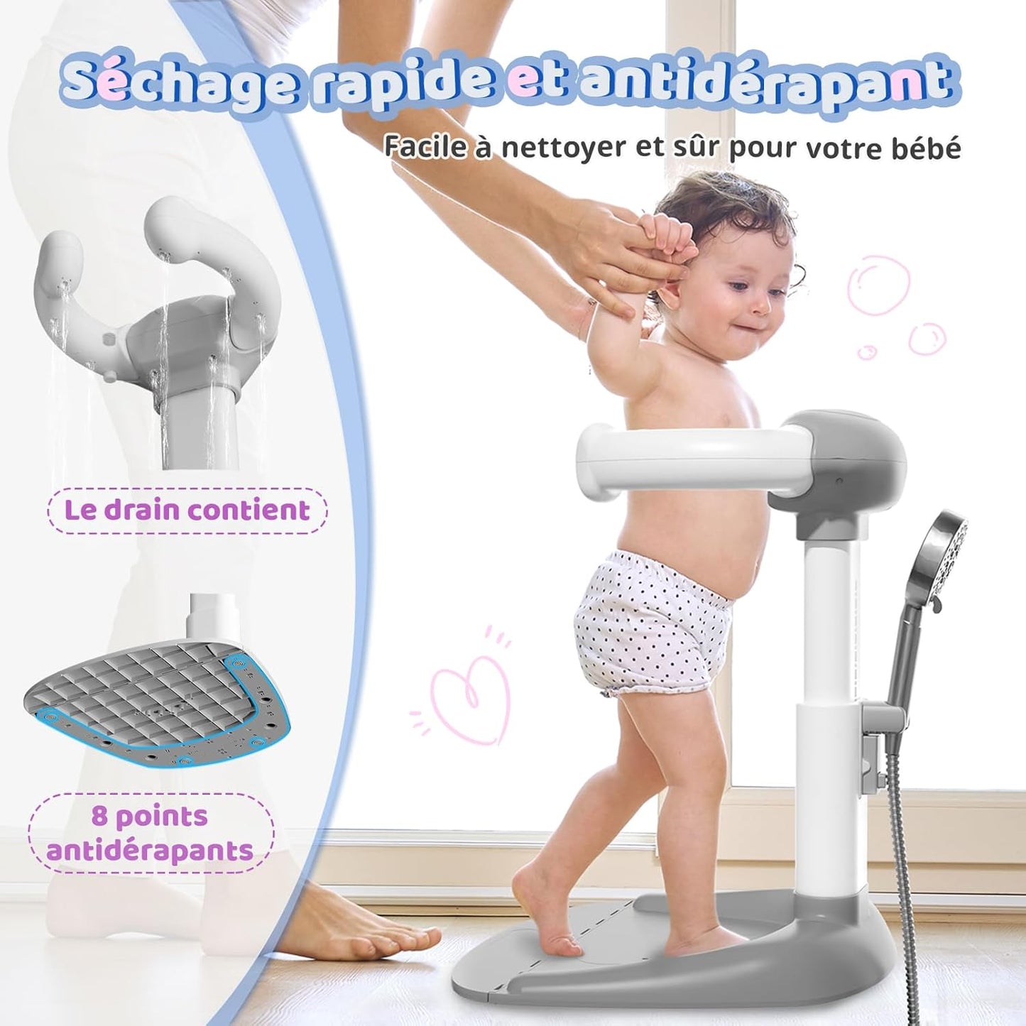 séchage rapide et antidérapant, facile à nettoyer